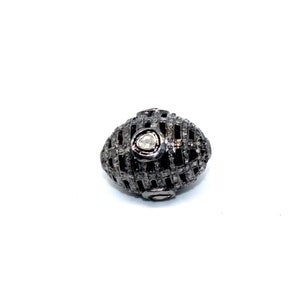 Polki Diamond Beads, 13X17MM Oval Beads, 925 Sterling Silver Beads, Polki Beads, Micro Pave Beads, Shamballa Beads, Pave Spacer Beads