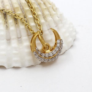 Moon Pendant, Crescent Moon Pendant, Diamond Moon, Pave Diamond Pendant, Micro Pave Moon Necklace, Moon Charm, 925 Sterling Silver