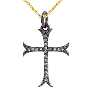 Pave Diamond Cross Pendant, Holy Cross Necklace, Sterling Silver Pendant, Diamond Pendant, Diamond Cross, Pave Charm Pendant, Christmas Gift