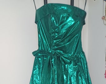 Vintage Metallic Green Prom Dress