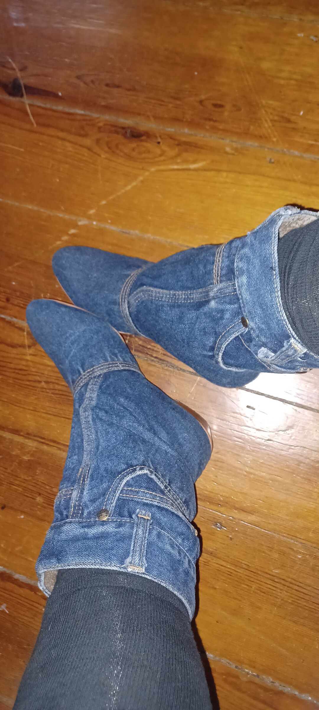 Vintage Denim Western Boots Jean Pockets Line Dancing Queen Etsy