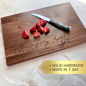 Personalized Cutting Board Wedding Gift, Walnut Charcuterie Board, Unique Couples Gift, Bridal Shower, Engraved Engagement Present