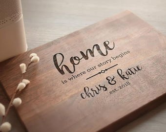 Personalisiertes, graviertes Holzschneidebrett, Einzugsgeschenk, Geschenk zum Immobilienmaklerabschluss