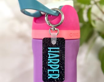 Personalized Acrylic Owala Water Bottle Name Tag: Custom Keychain Charm
