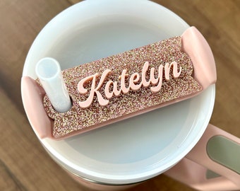 Personalized Tumbler Name Tag, 30 oz 40 oz Tumbler Plate Topper, Tumbler Lid Tag, Custom Tumbler Tag, Acrylic Name Tag, Acrylic Name Plate