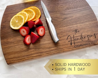 Personalized Engraved Hardwood Cutting Board – Custom Charcuterie Wedding Gift