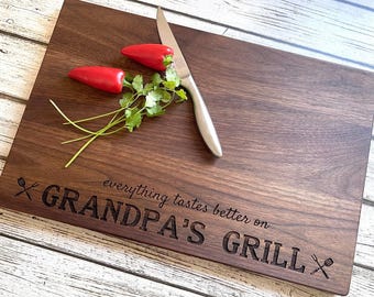 Regalo para el Día del Padre, Tabla de cortar personalizada grabada, Regalo para el Día del Padre, Madera dura americana, Regalo para el abuelo