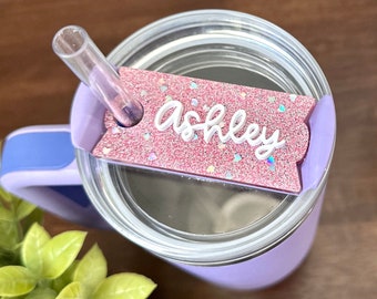 Personalized Valentine Hearts Tumbler Name Tag, 30 oz 40 oz Tumbler Plate Topper, Tumbler Lid Tag, Custom Tumbler Tag, Acrylic Name Plate