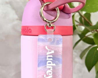 Personalized Owala Water Bottle Name Tag: Custom Acrylic Keychain Charm