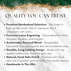 The image is a text-based graphic that provides information about the quality and features of a product, specifically a premium hardwood selection.