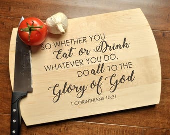 Glory of God Cutting Board - Christian Cutting Board, Personalized Wedding Gift, Housewarming, Bible Verse Gift, 1 Corinthians 10:31