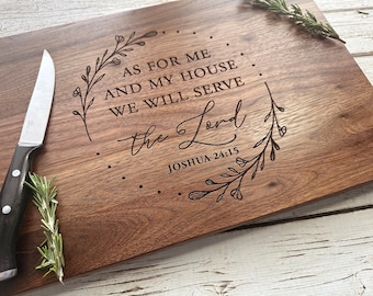 As For Me and My House We Will Serve the Lord Cutting Board - Christian Wedding Gift, Housewarming Gift, Bible Verse Cutting Board