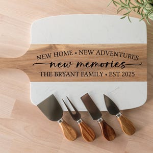 Real Estate Closing Gift – Personalized Marble & Wood Charcuterie Board – New Home Gift for Clients – Homeowner Housewarming Gift