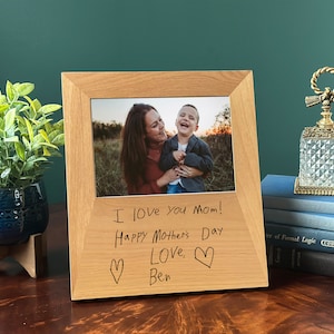 Handwriting Picture Frame, 5x7 Photo Frame, Childrens Handwriting, Kids Handwriting, Mothers Day Gift, Custom Engraved, Gift for Mom Grandma