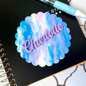 Personalized Scalloped Acrylic Locker Magnet | Custom Name, School Accessory