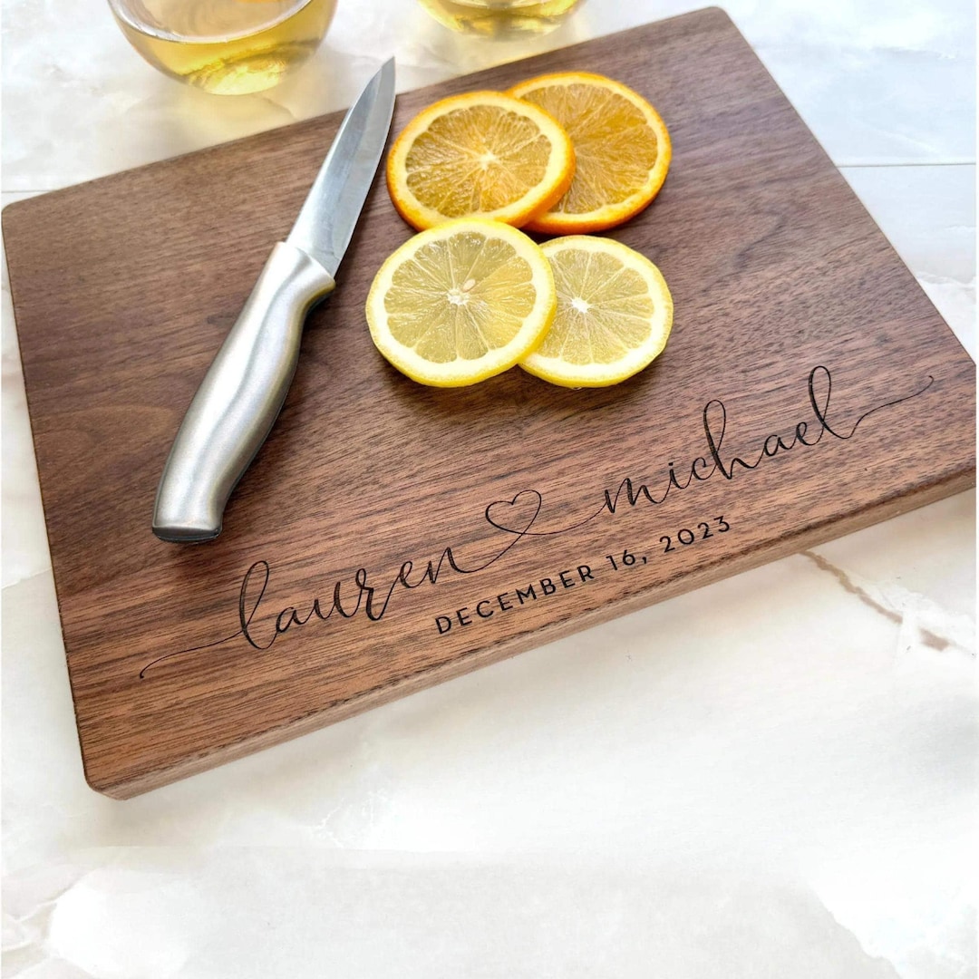 Personalized Hardwood Cutting Board, Custom Charcuterie Board, Wedding Gift - 9x12 Walnut, L1