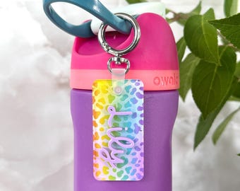 Personalized Acrylic Owala Water Bottle Name Tag: Custom Keychain Charm