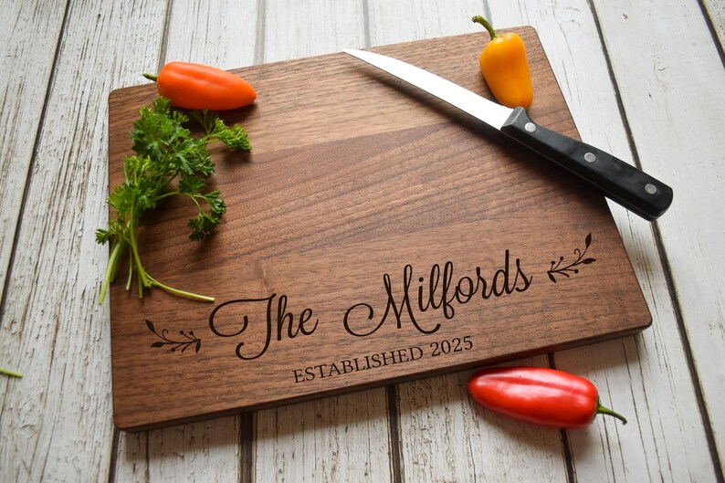 Personalized Walnut Cutting Board – Engraved Charcuterie Board, Wedding Gift