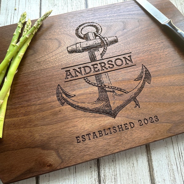 Personalized Cutting Board - Engraved Cutting Board, Custom Cutting Board, Wedding Gift, Housewarming Gift,  Mother's Day, Nautical Gift