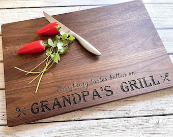 Personalizowana deska do krojenia BBQ dla dziadka, grawerowany prezent z drewna