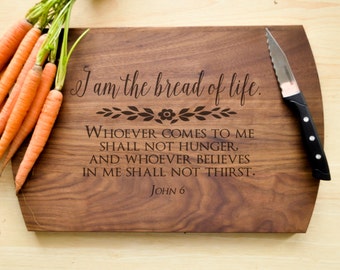 Bread of Life Cutting Board - Christian Cutting Board, Personalized Wedding Gift, Housewarming Gift, Bible Verse Cutting Board, Communion