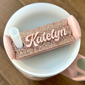 Personalized Glitter Acrylic Tumbler Name Tag, 2.0 Quencher Topper