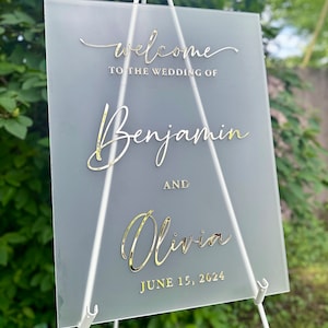 Wedding Welcome Sign | 3D Acrylic Wedding Sign | Custom Personalized Wedding Sign | Ceremony Welcome Sign | Modern Acrylic Sign Gold Mirror