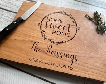 Personalized Wood Cutting Board, Housewarming Gift, Real Estate Closing Gift