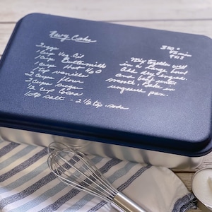 Handwritten Recipe Cake Pan, Grandma&#39;s Handwriting, Engraved Recipe, 9x12 Baking Pan, Custom Cake Pan, Christmas, Gift for Mom, Mother&#39;s Day