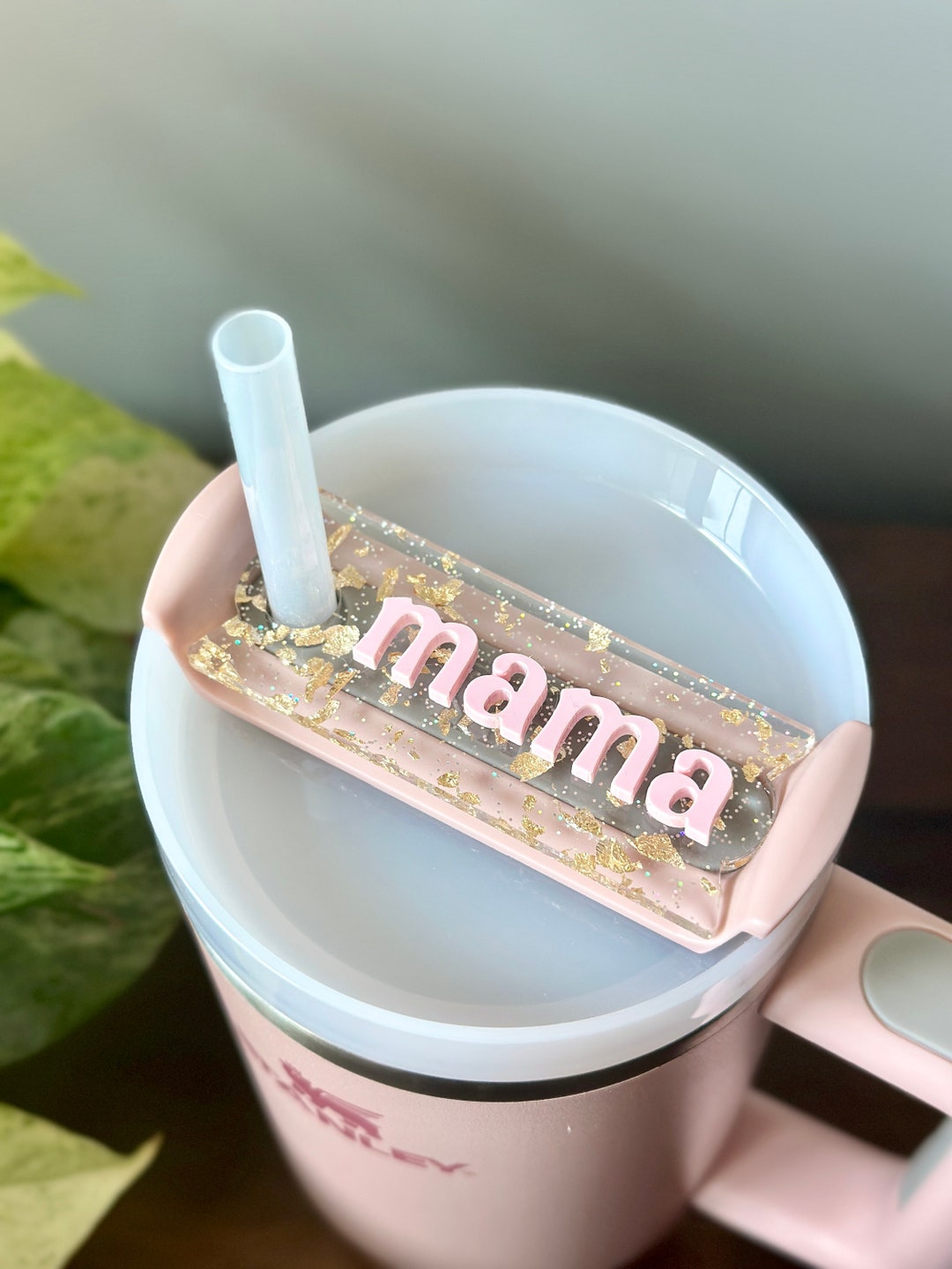 Pink Christmas Simple Modern Trek 3D Name Topper/ Personalization Name  Plate/ Tumbler 40 Oz Acrylic Gift Winter Holiday Custom Gift for Mom 