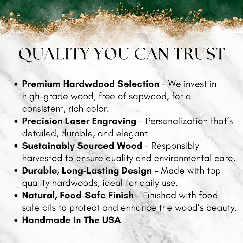 a poster with a description of the benefits of quality you can trust