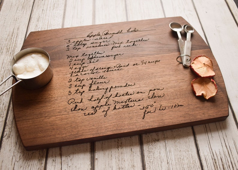 Handwritten Recipe Cutting Board, Grandma's Handwriting, Engraved Recipe, Christmas, Gift for Mom, Personalized Cutting Board, Mother's Day afbeelding 1