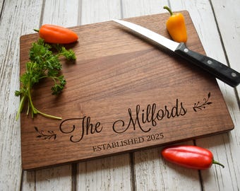 Personalized Walnut Cutting Board – Engraved Charcuterie Board, Wedding Gift
