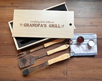 BBQ Set, Personalized Barbecue Grill Tool Set, Father's Day Gift, Engraved BBQ Grilling Set, Grilling Tools, Grilling Gift, Gift for Him