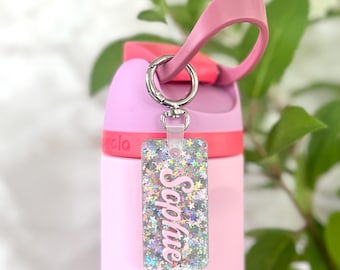Personalized Acrylic Owala Name Tag: Custom Water Bottle Keychain Charm