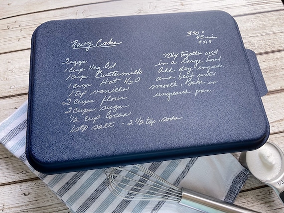 Handwritten Recipe Cake Pan, Grandma's Handwriting, Engraved Recipe, 9x12  Baking Pan, Custom Cake Pan, Christmas, Gift for Mom, Mother's Day