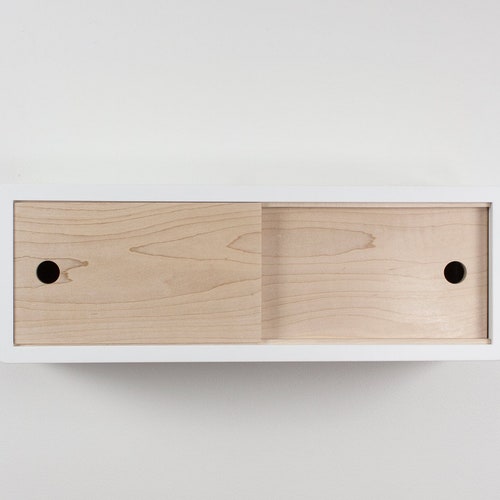 Midcentury Modern Floating Shelf Sliding Door Retro Style Etsy