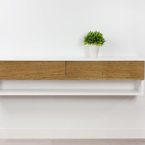 Floating Entryway Foyer Table, Lacquer Coating High End Finish Wall Mount Open Shelf Console Table Drawer, Hallway Table Cabinet