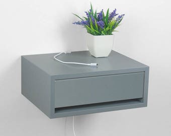 Devon Contemporary Floating Nightstand, Floating Bedside Table, Wall Mount Night Stand