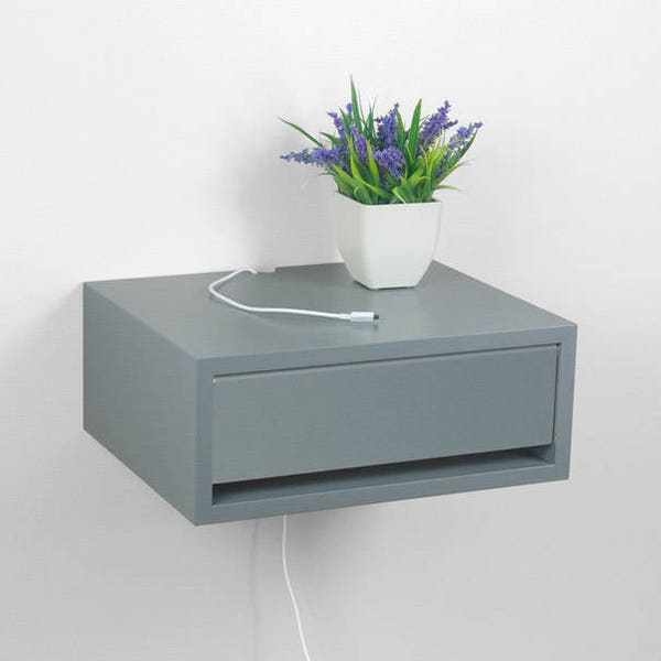 Devon Contemporary Floating Nightstand, Floating Bedside Table, Wall Mount Night Stand