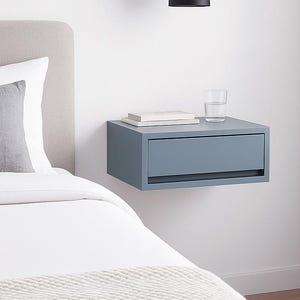 Devon Contemporary Floating Nightstand, Lacquer Coating High End Finish Floating Bedside Table, Wall Mount Night Stand