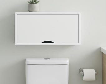 White Floating Cabinet with Premium Lacquer Coating Finish, Small Wall Cabinet Shelf, Bathroom Cabinet, Medicine Cabinet, Toilet Cabinet