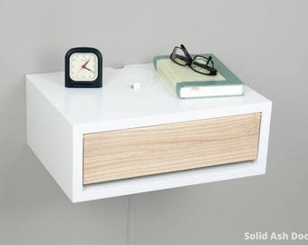 Contemporary Nightstand, Floating Nightstand, Side Table, Bedside Table, Wall Mount Night Stand with a Door