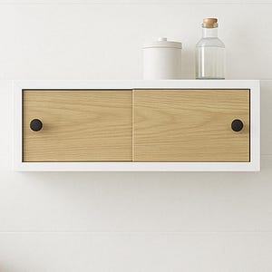 Modern Sliding Door Floating Shelf, Small Wall Cabinet, Bathroom Wall Cabinet, Shelf with Sliding Doors