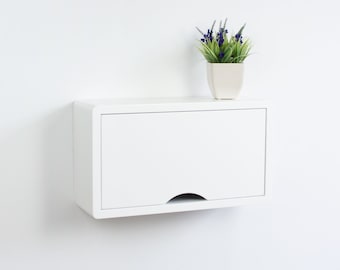 Mini White Floating Cabinet, Small Wall Mount Storage Cabinet Shelf, Bathroom Cabinet, Entryway Cabinet