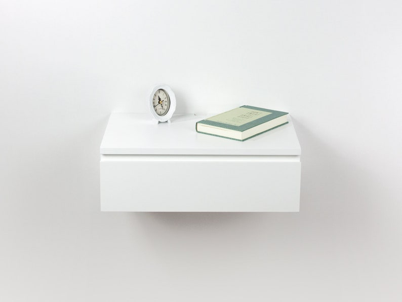 Blanca White Floating Nightstand Drawer Wall Mount Bedside Etsy Canada