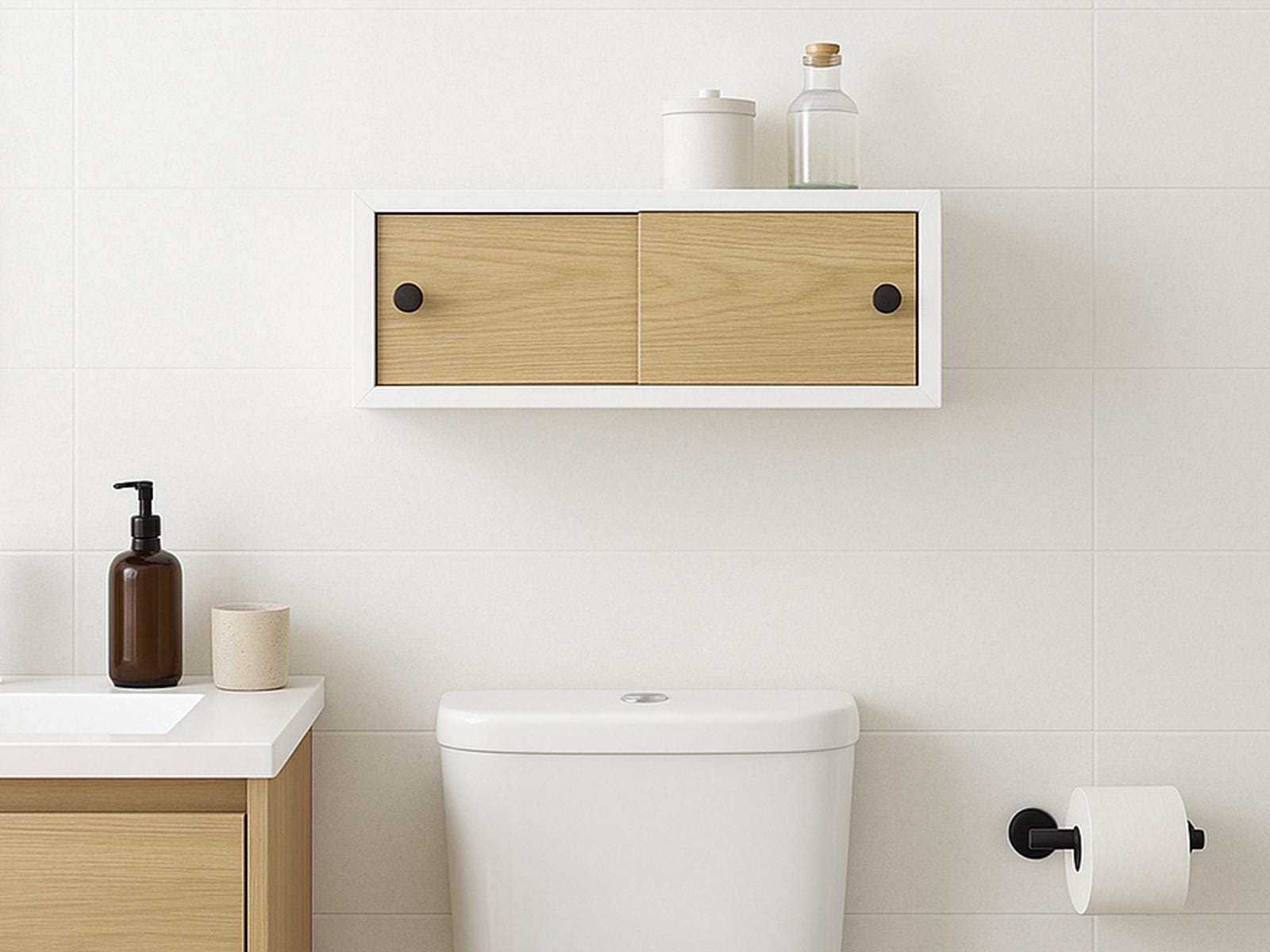 Modern Sliding Door Floating Shelf, Small Wall Cabinet, Small Bathroom Cabinet, Shelf with Sliding Doors
