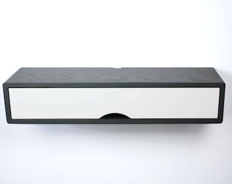 Black Oak Floating Shelf, Modern Wall Mount Cabinet, Floating Side Board