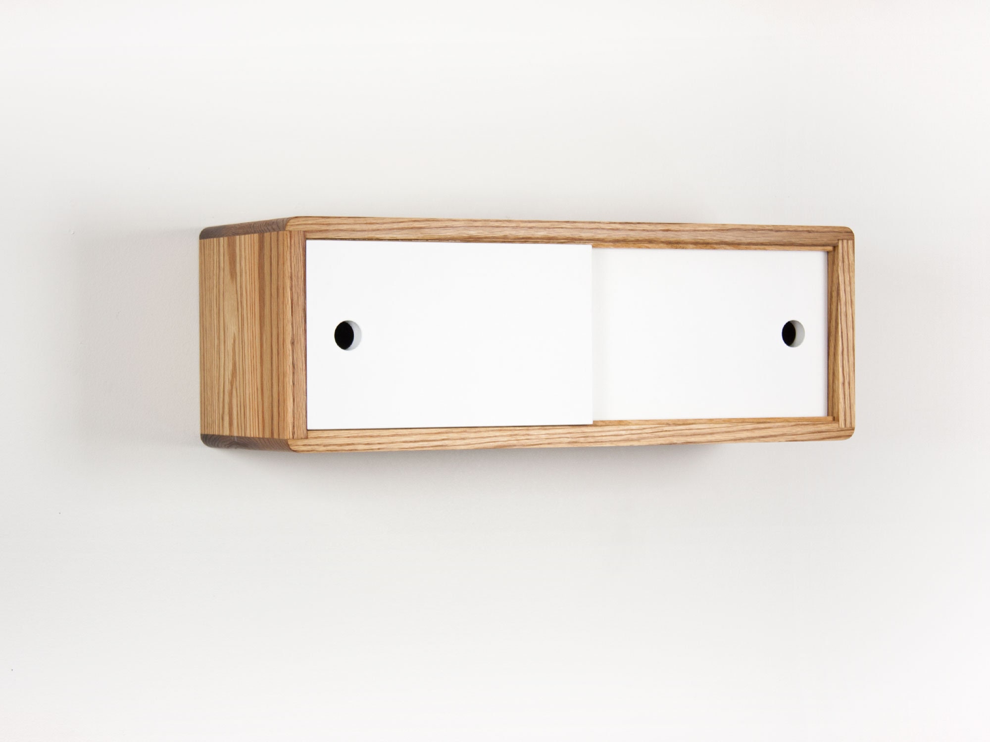 Slim Modern Floating Shelf With Door, Mid Century Modern Retro Style, Floating Handmade