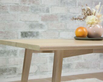 Aren Solid Wood Modern Coffee Table, Rectangle Sofa Couch Table, Butterfly Joints